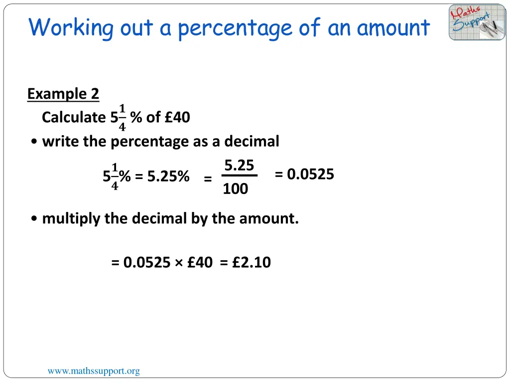 working out a percentage of an amount 1