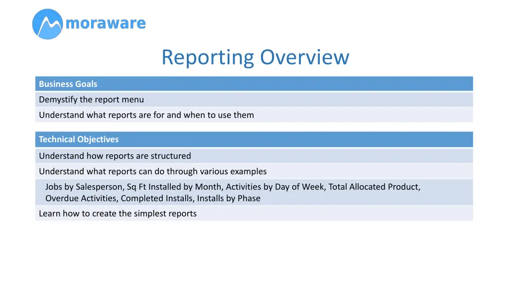 reporting overview