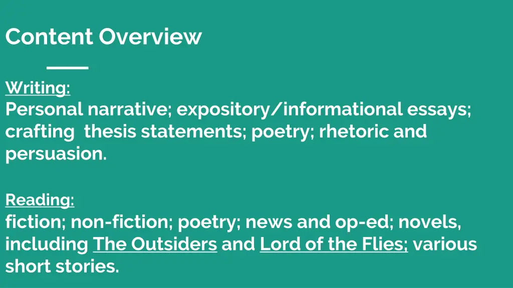 content overview