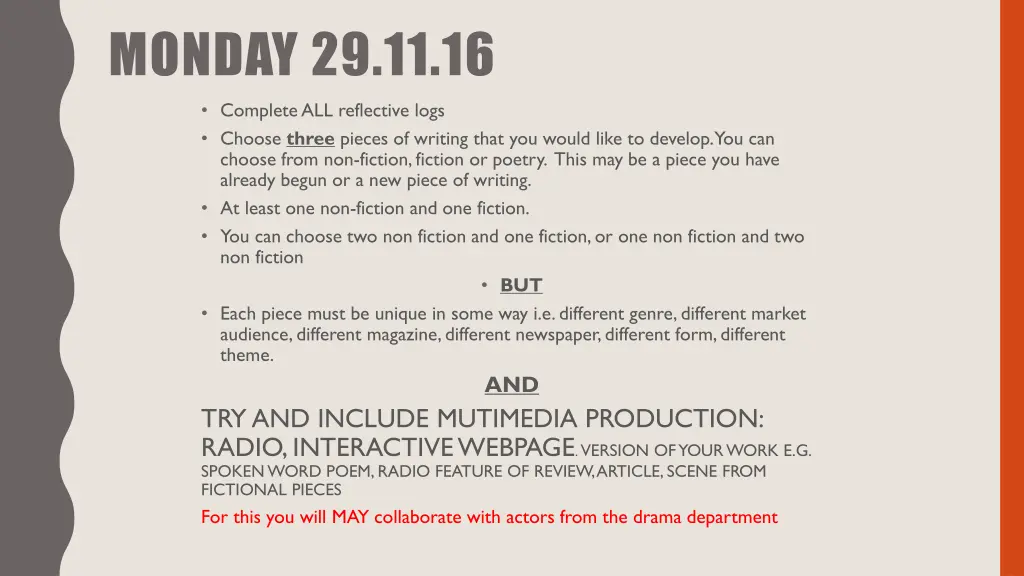monday 29 11 16