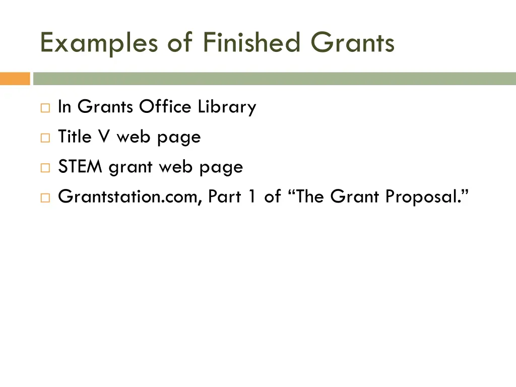 examples of finished grants
