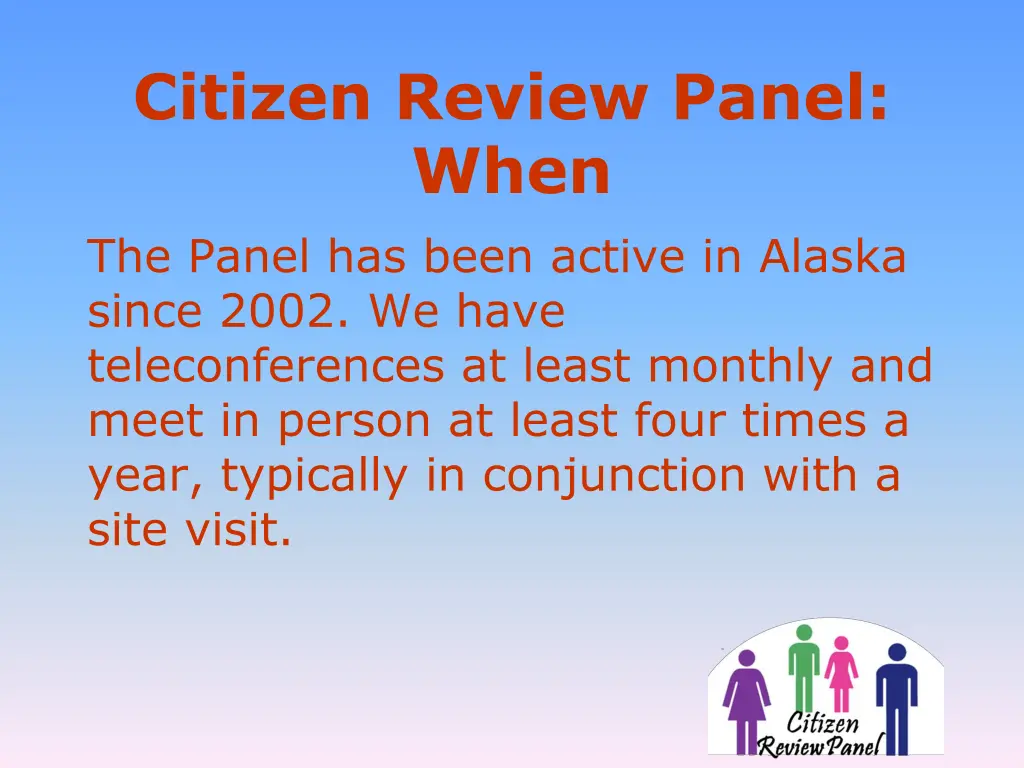 citizen review panel when the panel has been