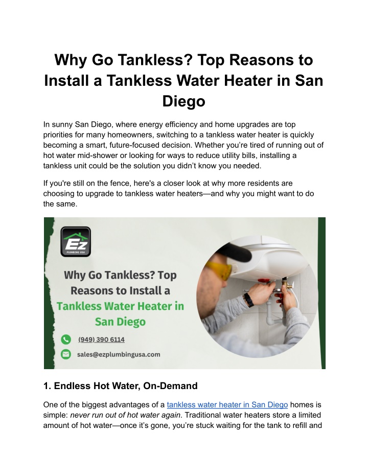 why go tankless top reasons to install a tankless