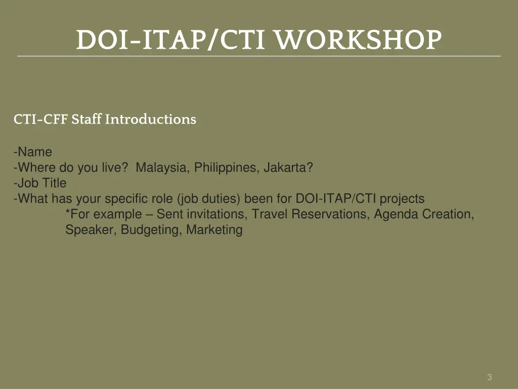 doi itap cti workshop 2