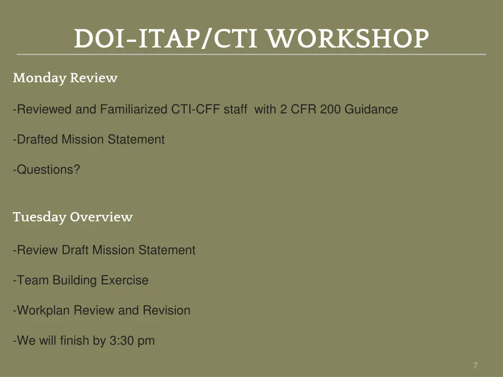doi itap cti workshop 6