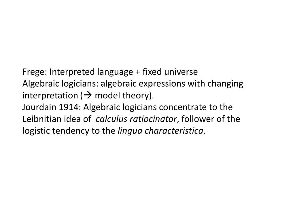 frege interpreted language fixed universe