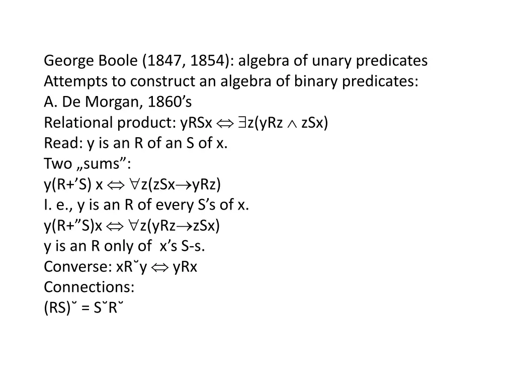 george boole 1847 1854 algebra of unary
