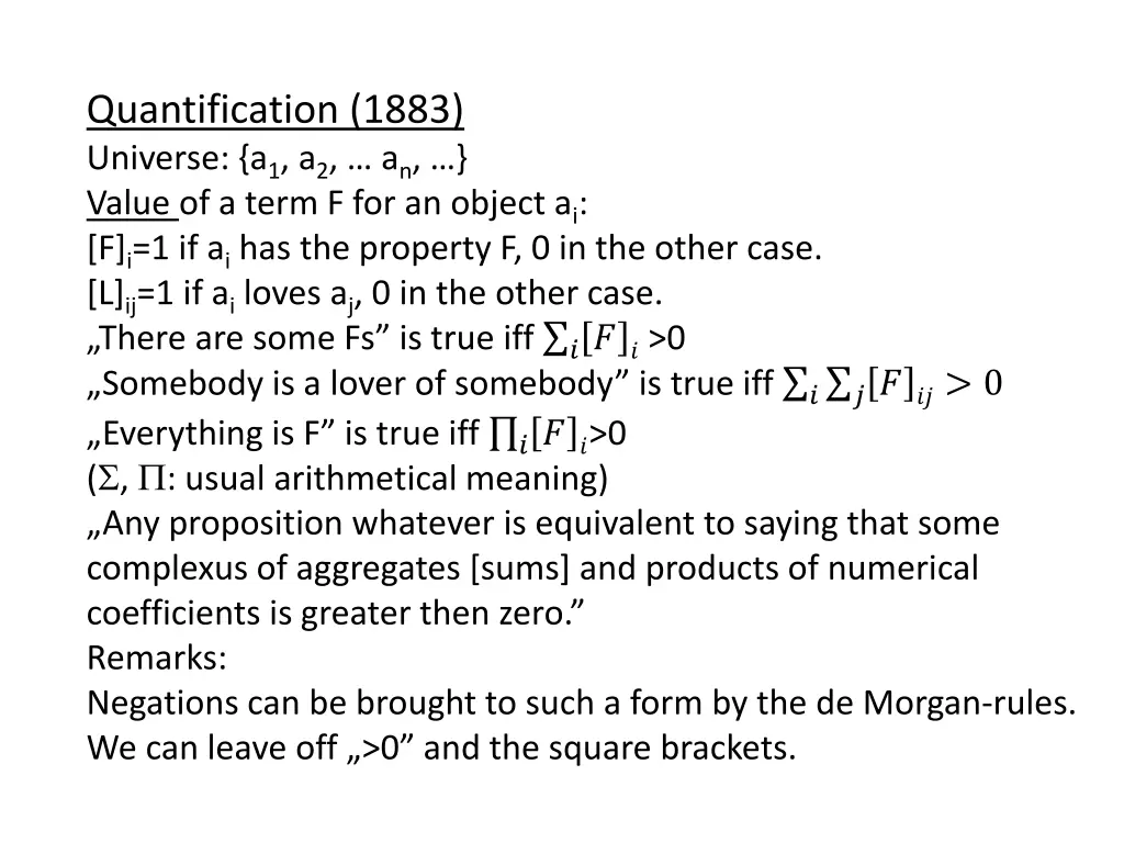 quantification 1883 universe a 1 a 2 a n value