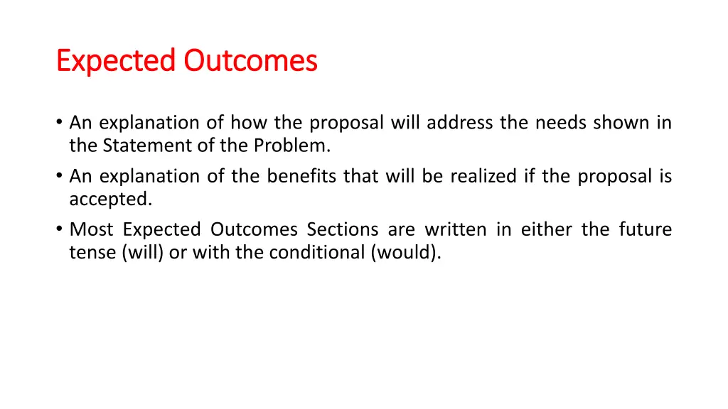 expected outcomes expected outcomes