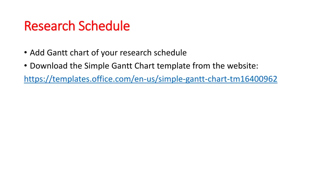 research schedule research schedule
