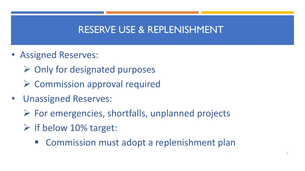 reserve use replenishment