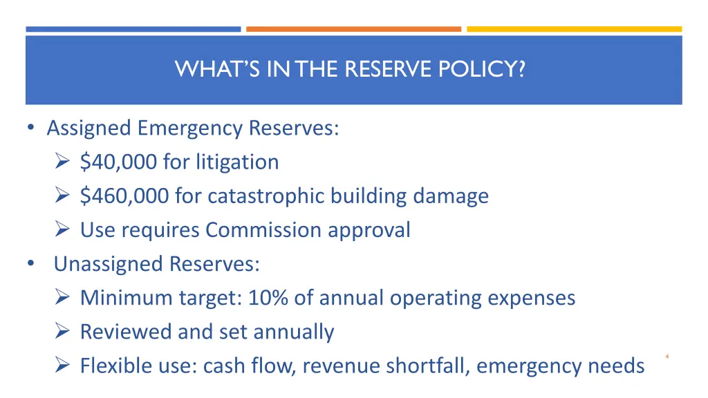 what s in the reserve policy