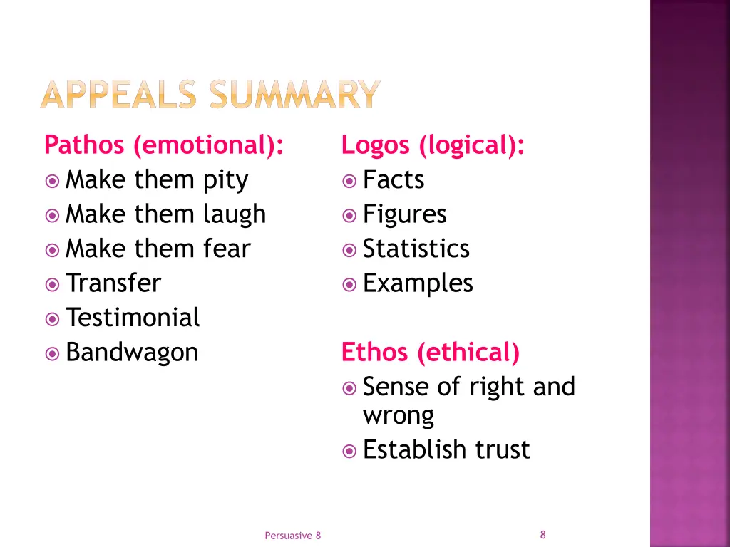 appeals summary pathos emotional make them pity