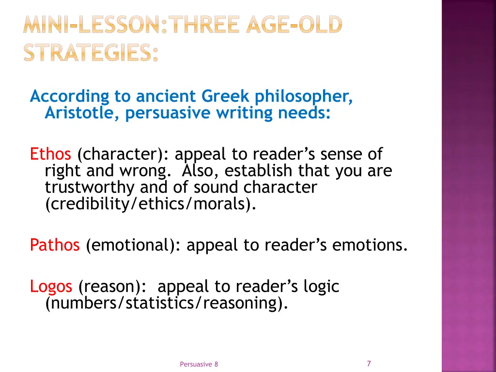 mini lesson three age old strategies