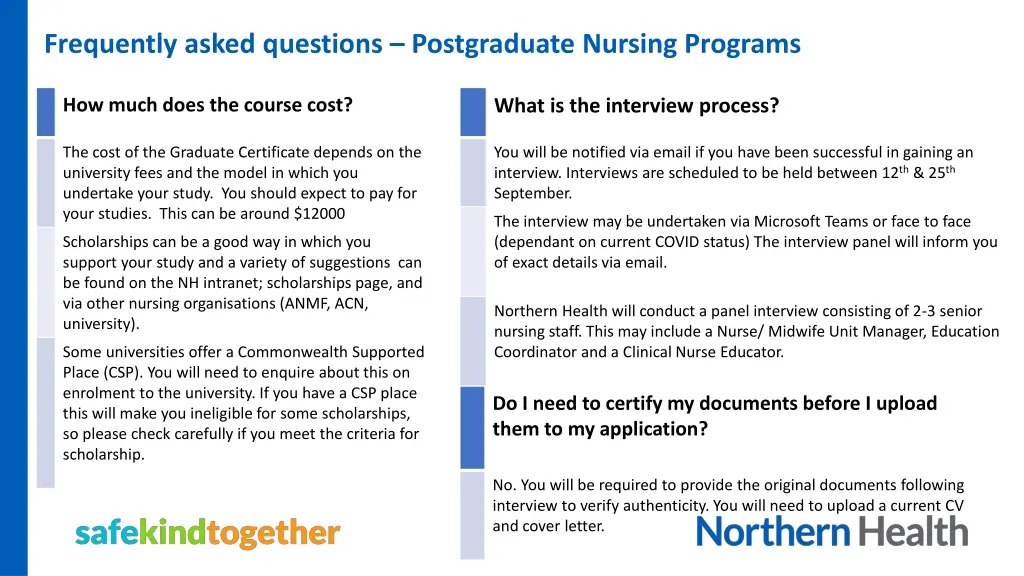 frequently asked questions postgraduate nursing 2