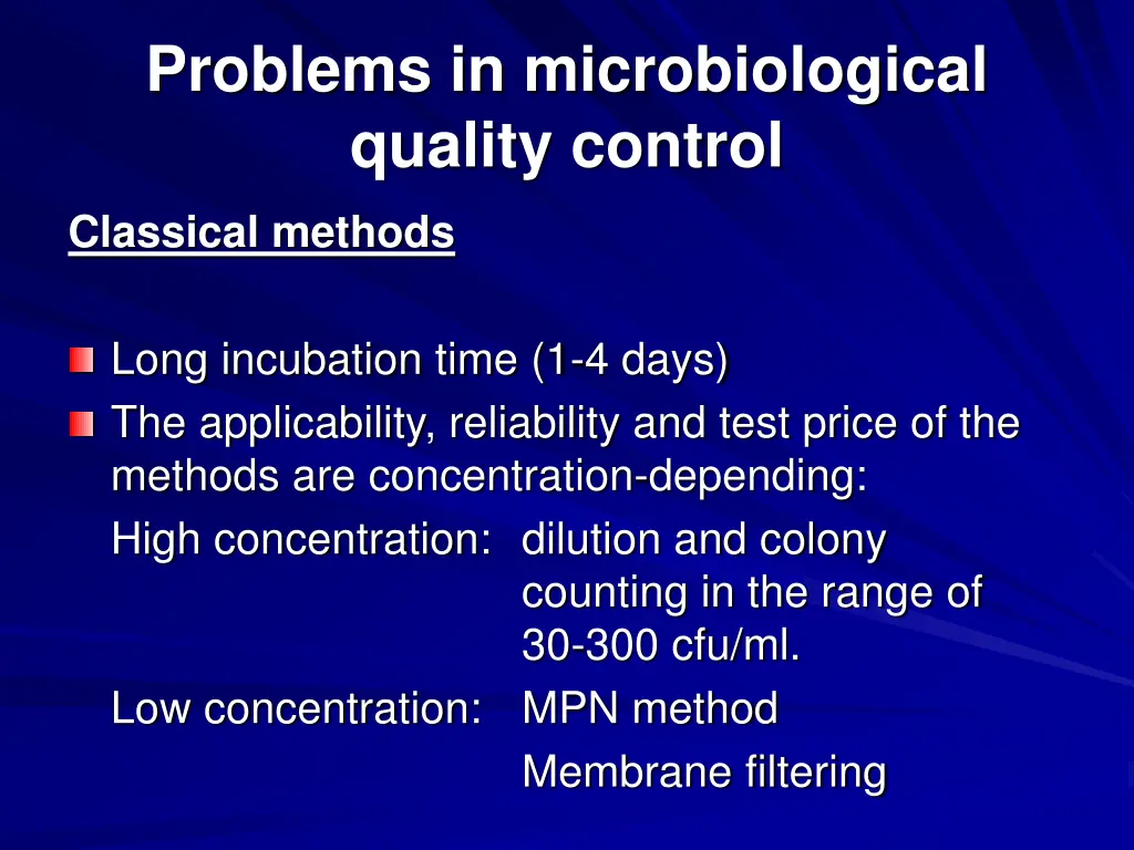 problems in microbiological quality control