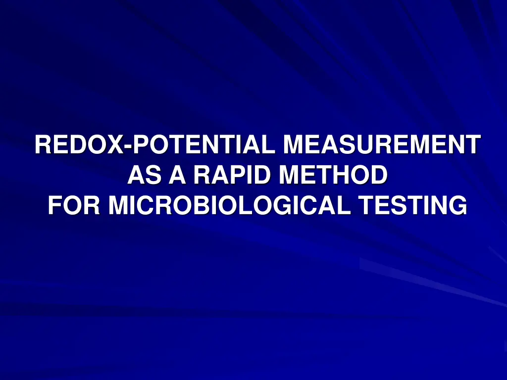 redox potential measurement as a rapid method
