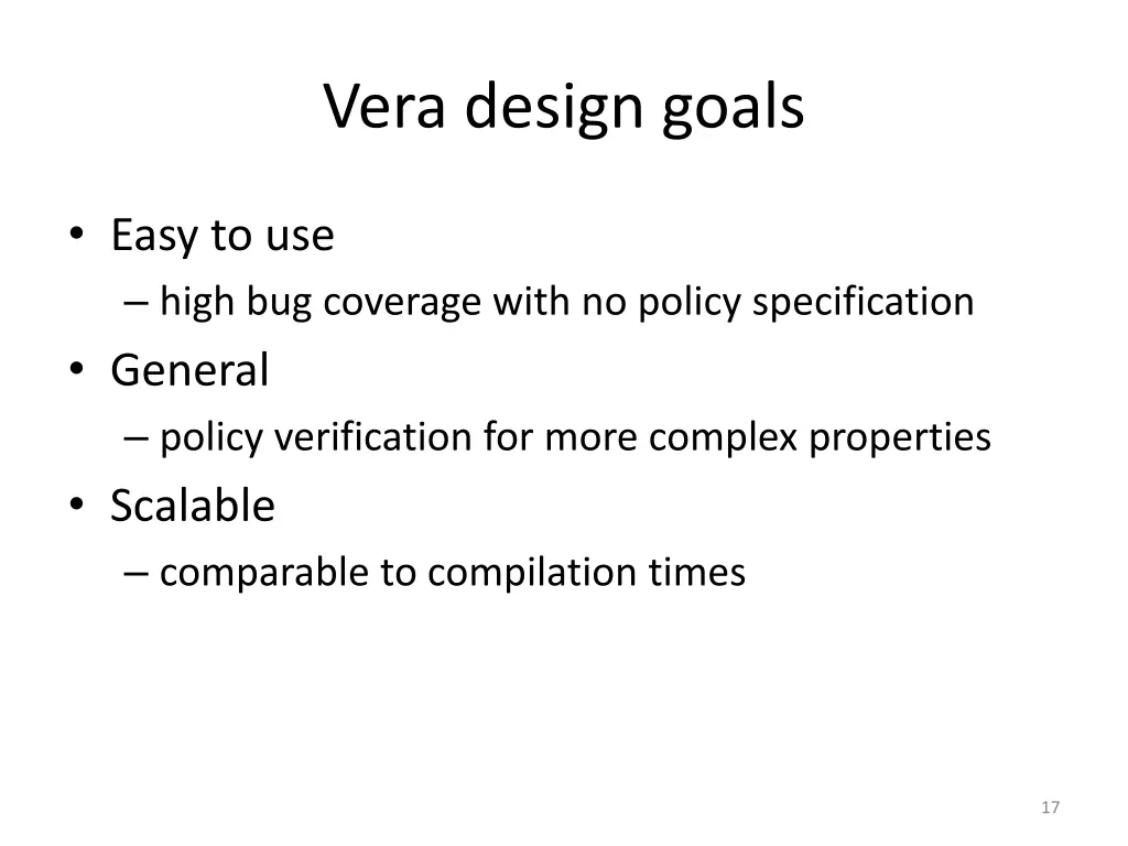 vera design goals