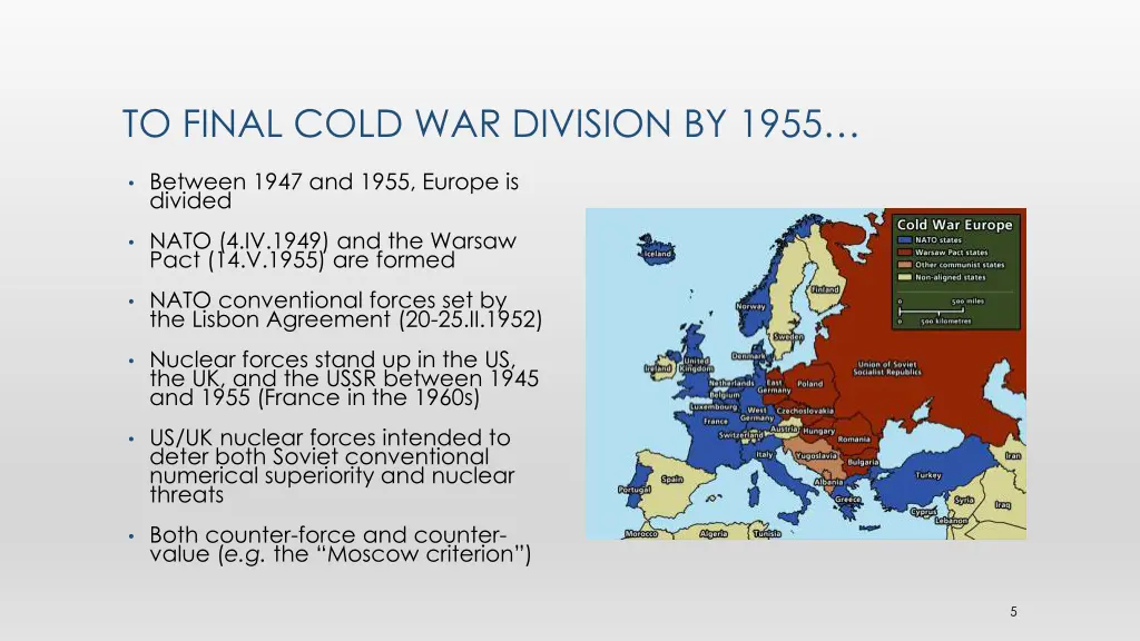 to final cold war division by 1955