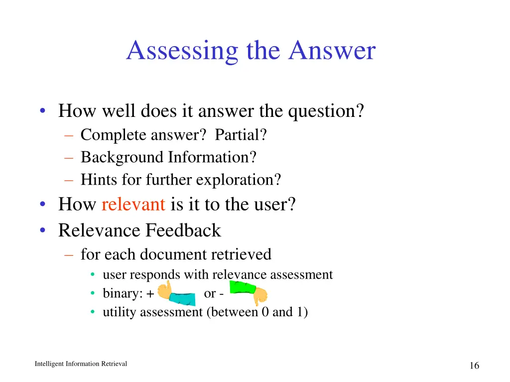 assessing the answer