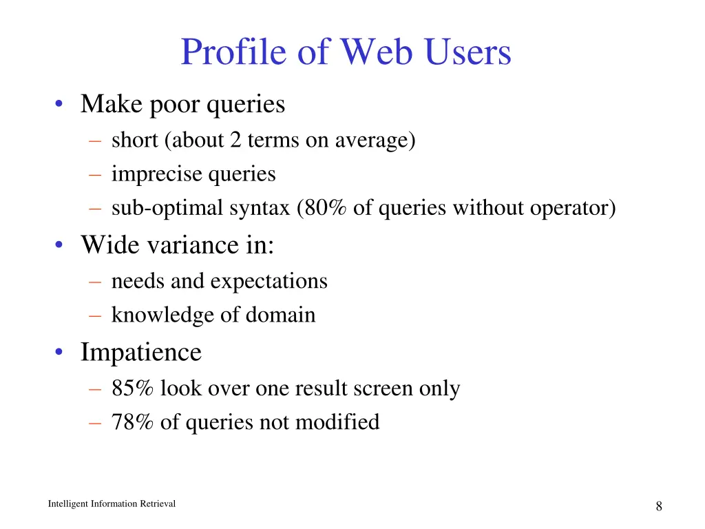 profile of web users