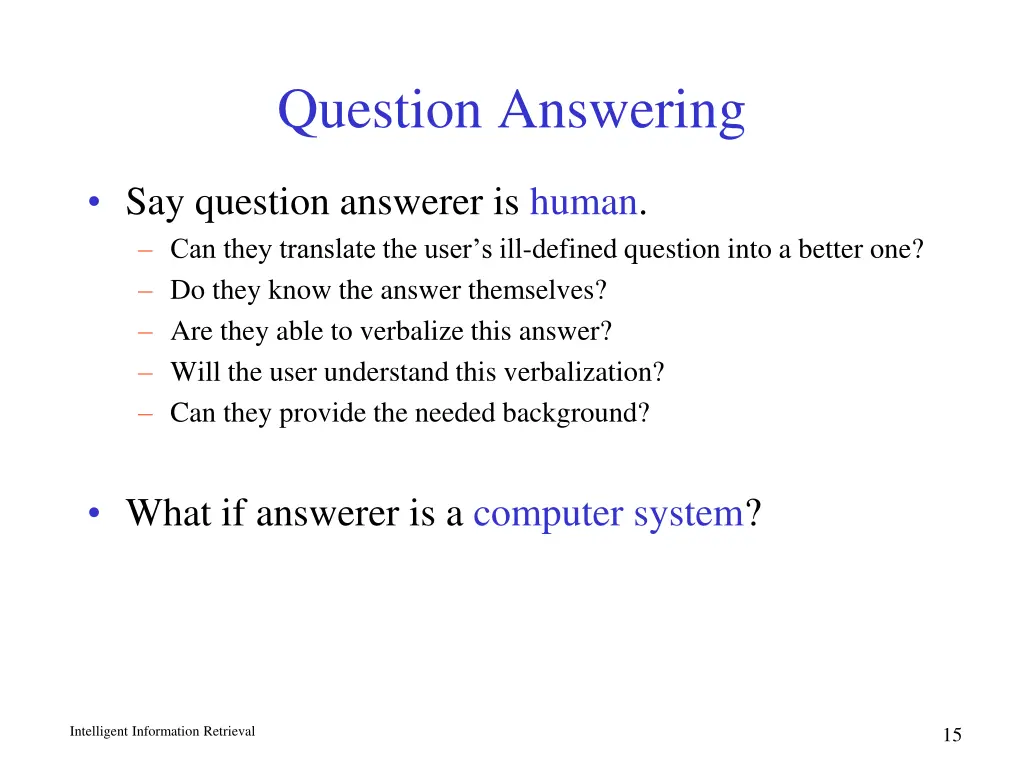 question answering