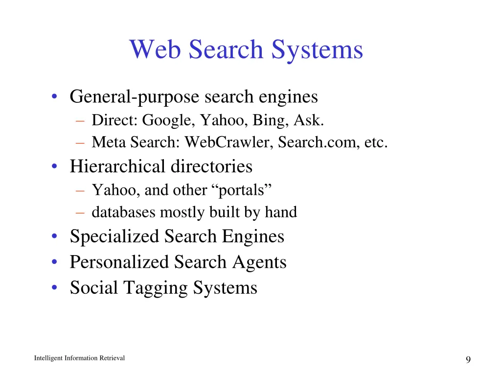 web search systems