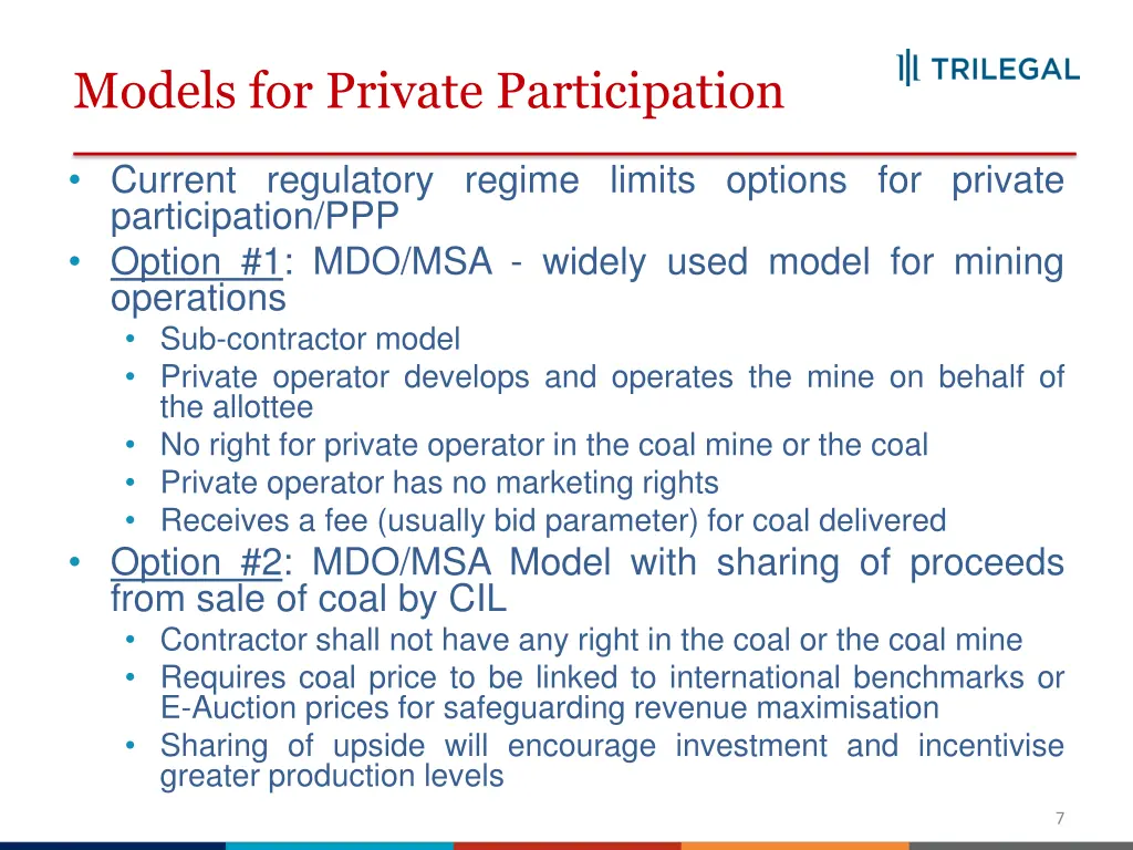 models for private participation
