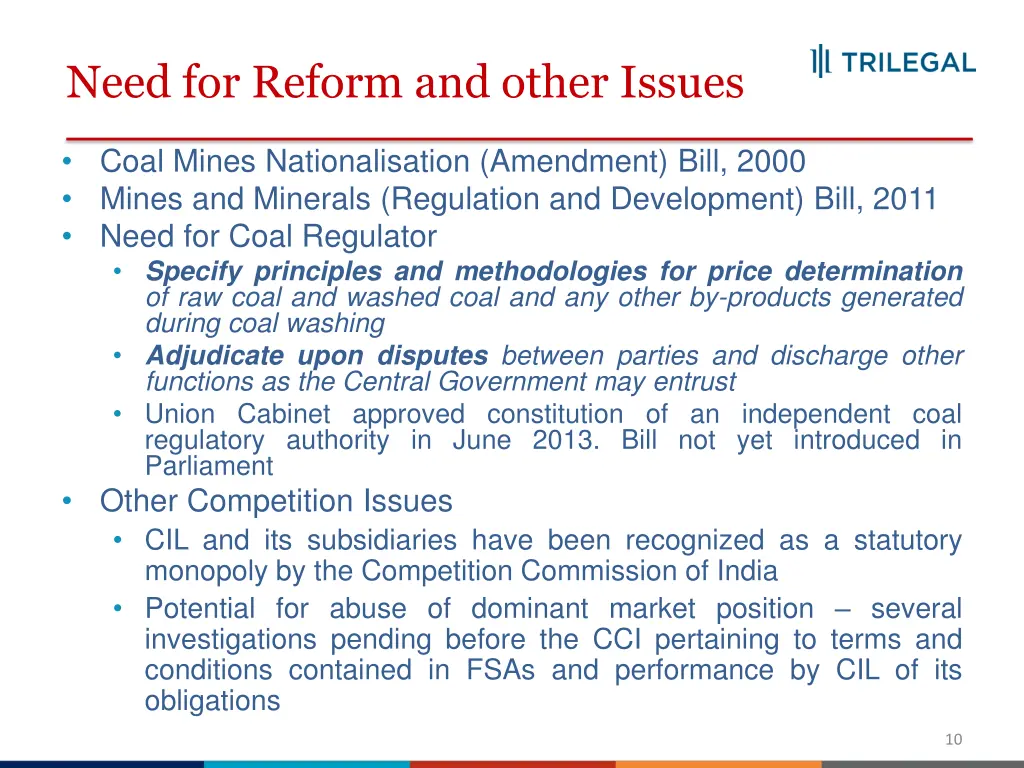 need for reform and other issues