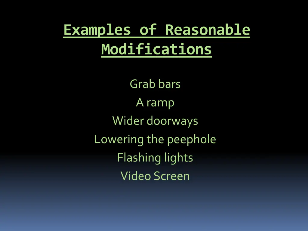 examples of reasonable modifications
