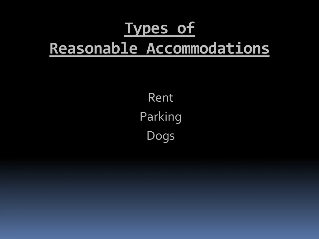 types of reasonable accommodations