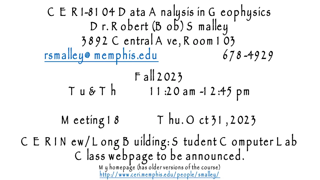 c e r i 8 1 04 d ata a nalysis in g eophysics