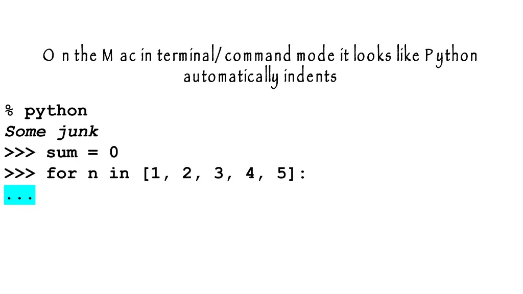 o n the m ac in terminal command mode it looks
