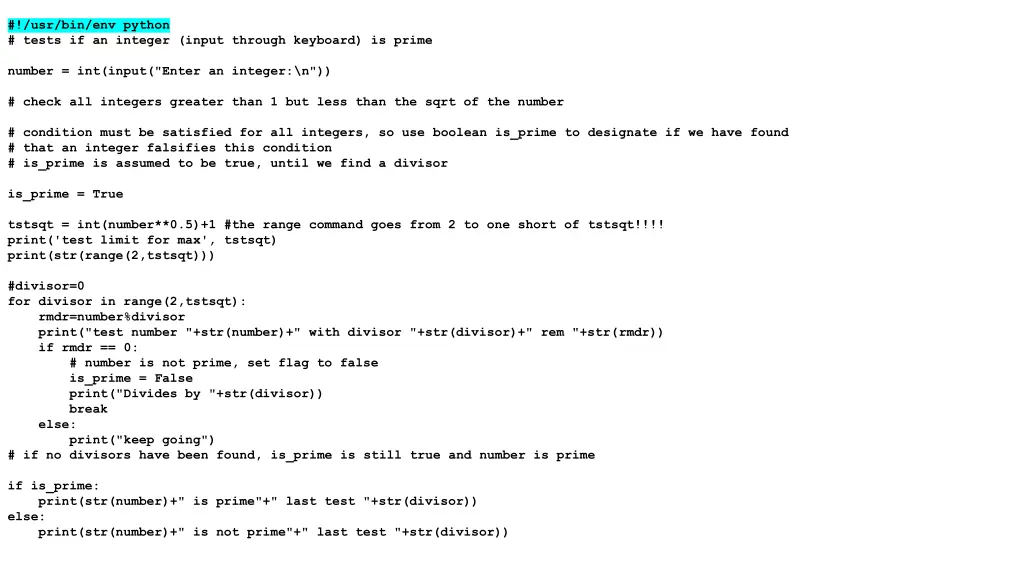 usr bin env python tests if an integer input
