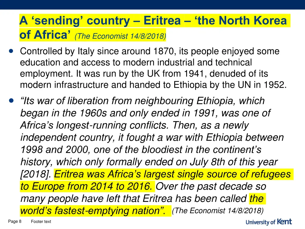 a sending country eritrea the north korea