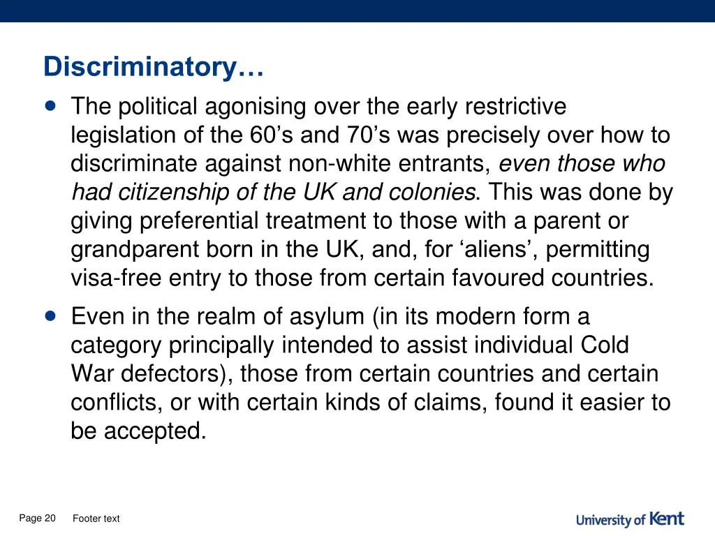 discriminatory the political agonising over