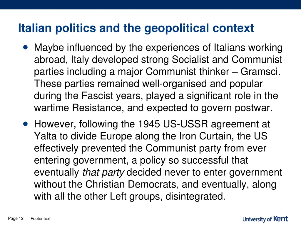 italian politics and the geopolitical context