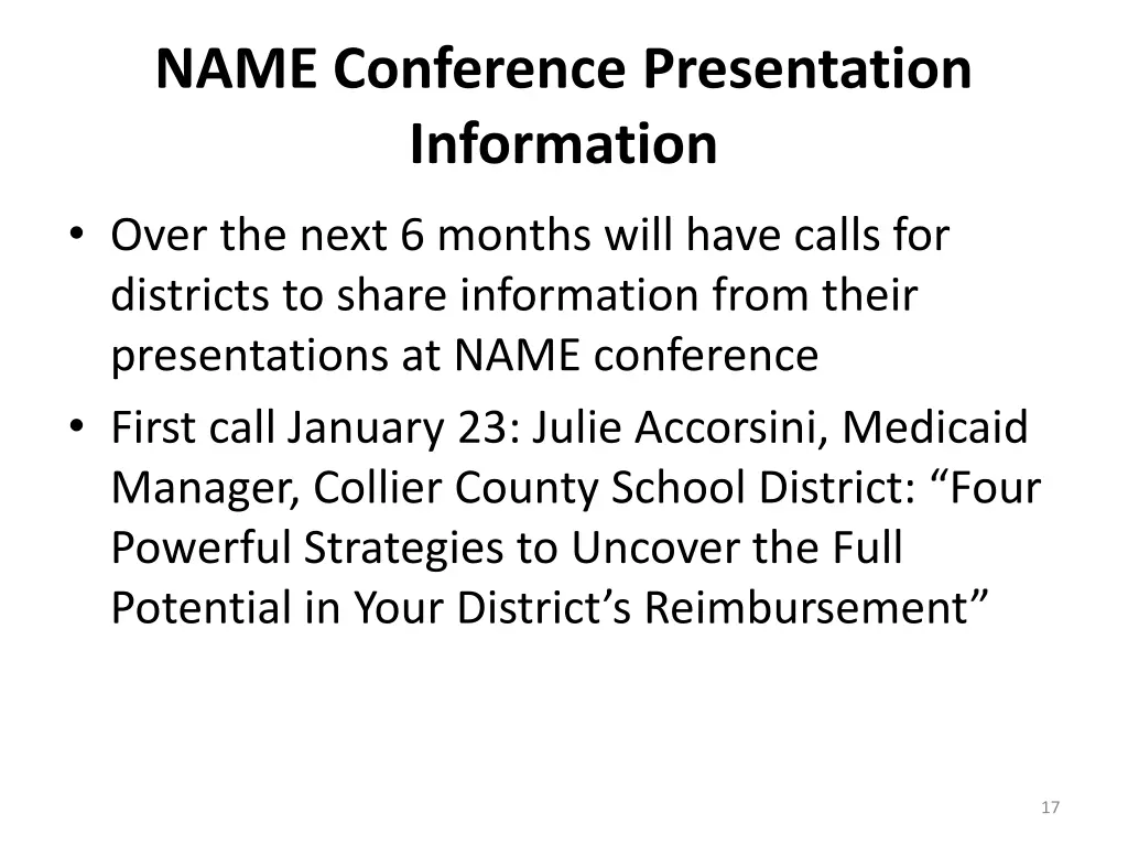 name conference presentation information