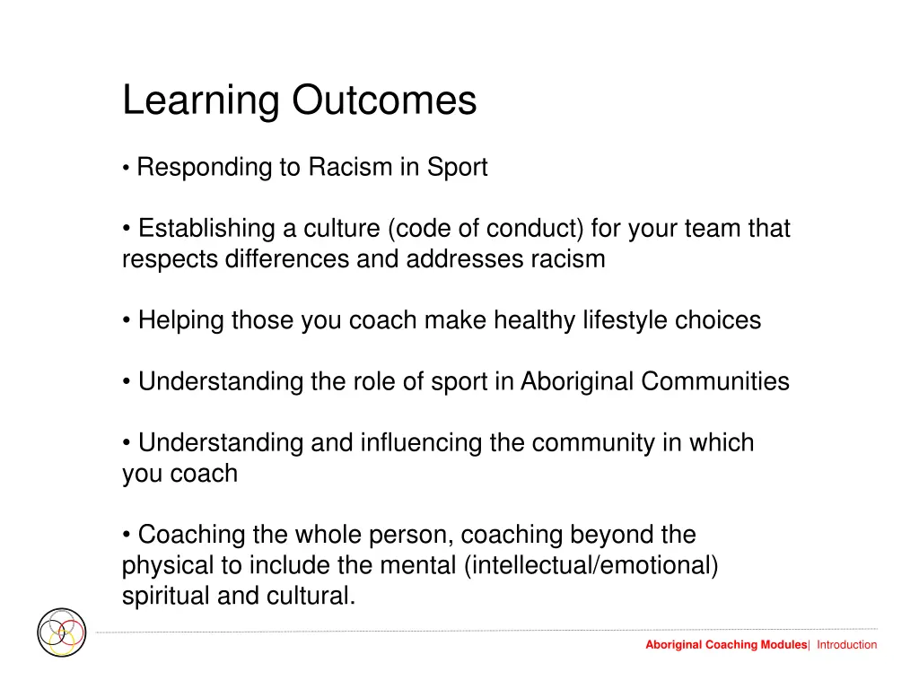 learning outcomes