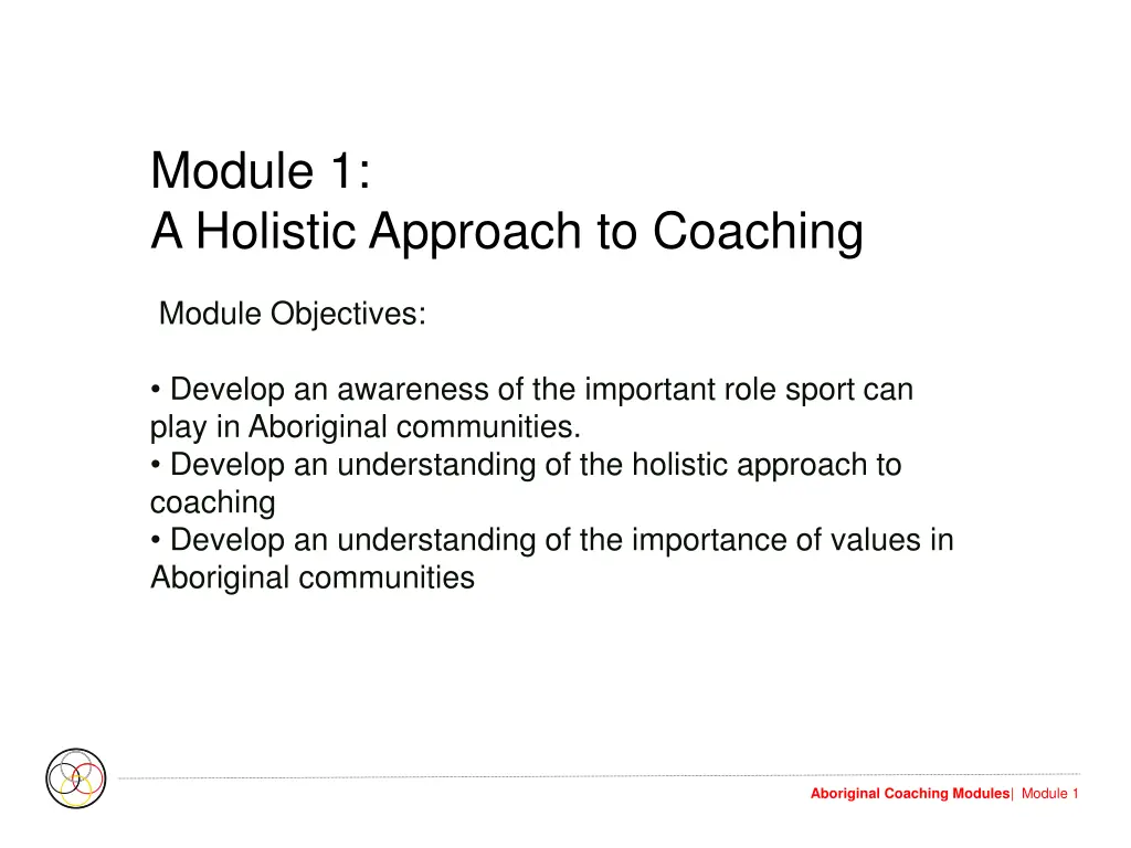 module 1 a holistic approach to coaching