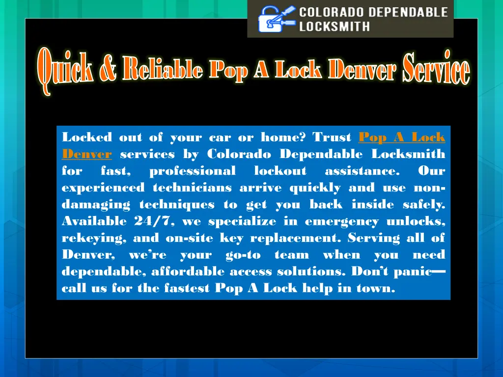 quick reliable pop a lock denver service quick 3