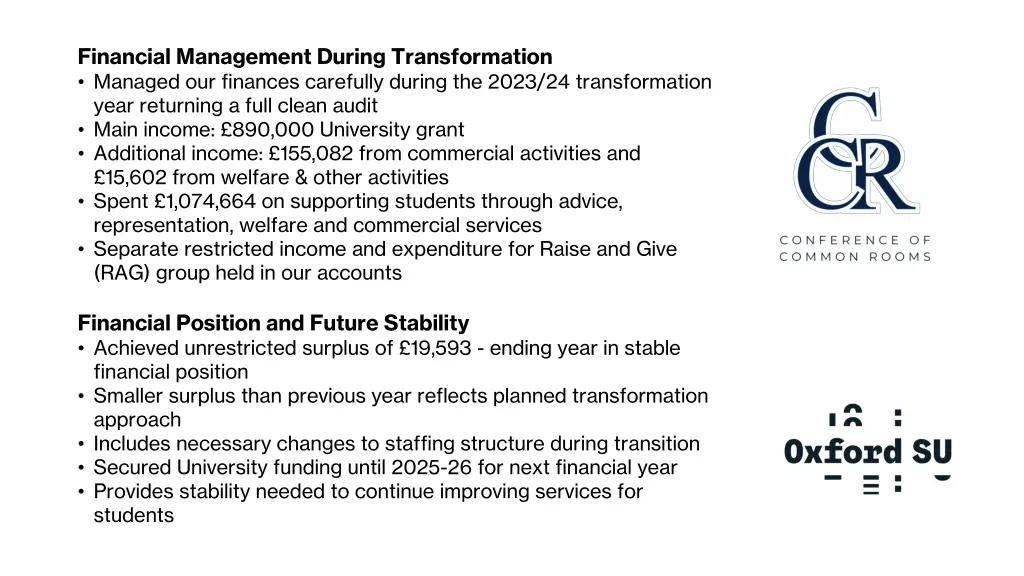 financial management during transformation