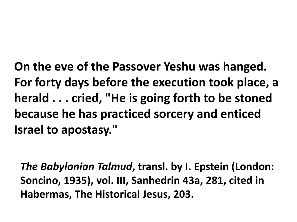 on the eve of the passover yeshu was hanged