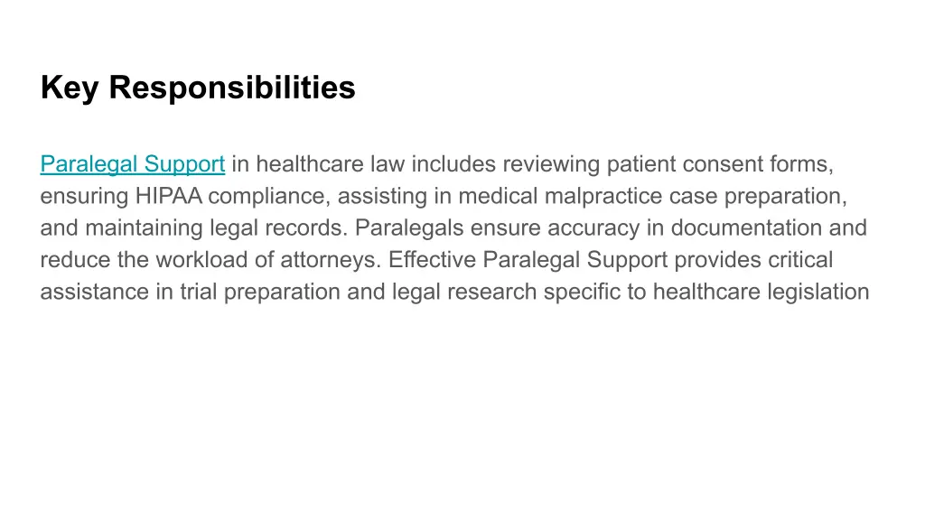 key responsibilities