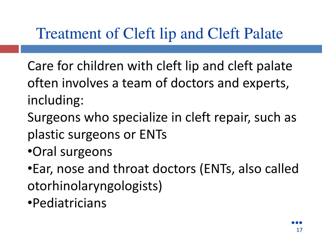 treatment of cleft lip and cleft palate