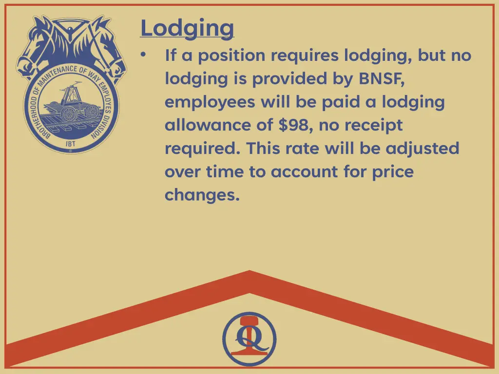 lodging if a position requires lodging