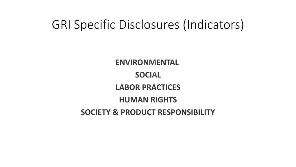 gri specific disclosures indicators