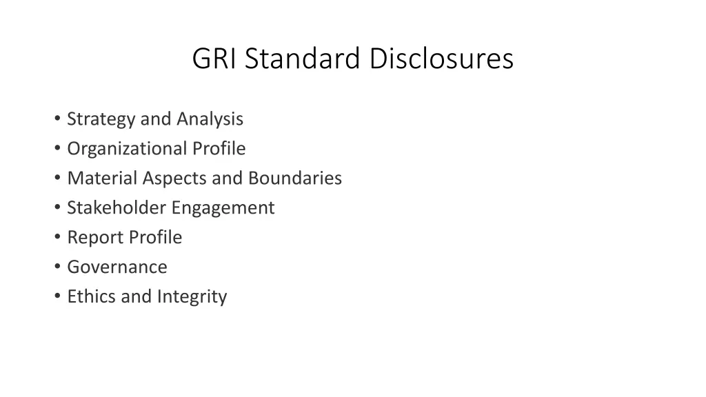 gri standard disclosures