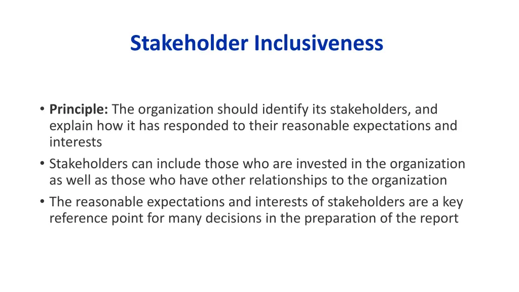 stakeholder inclusiveness