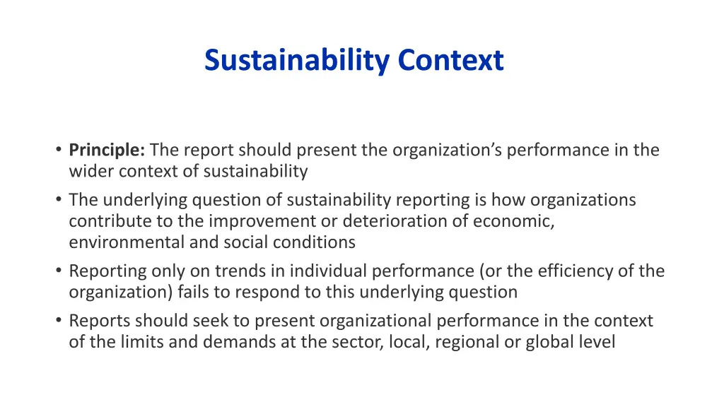 sustainability context